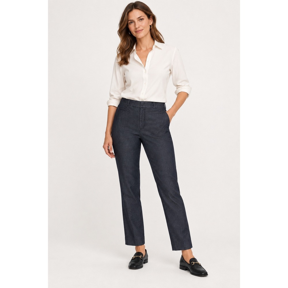 Banana Republic Womens Sloan Fit Pants 12 Dark Blue Denim Trousers Ankle Work